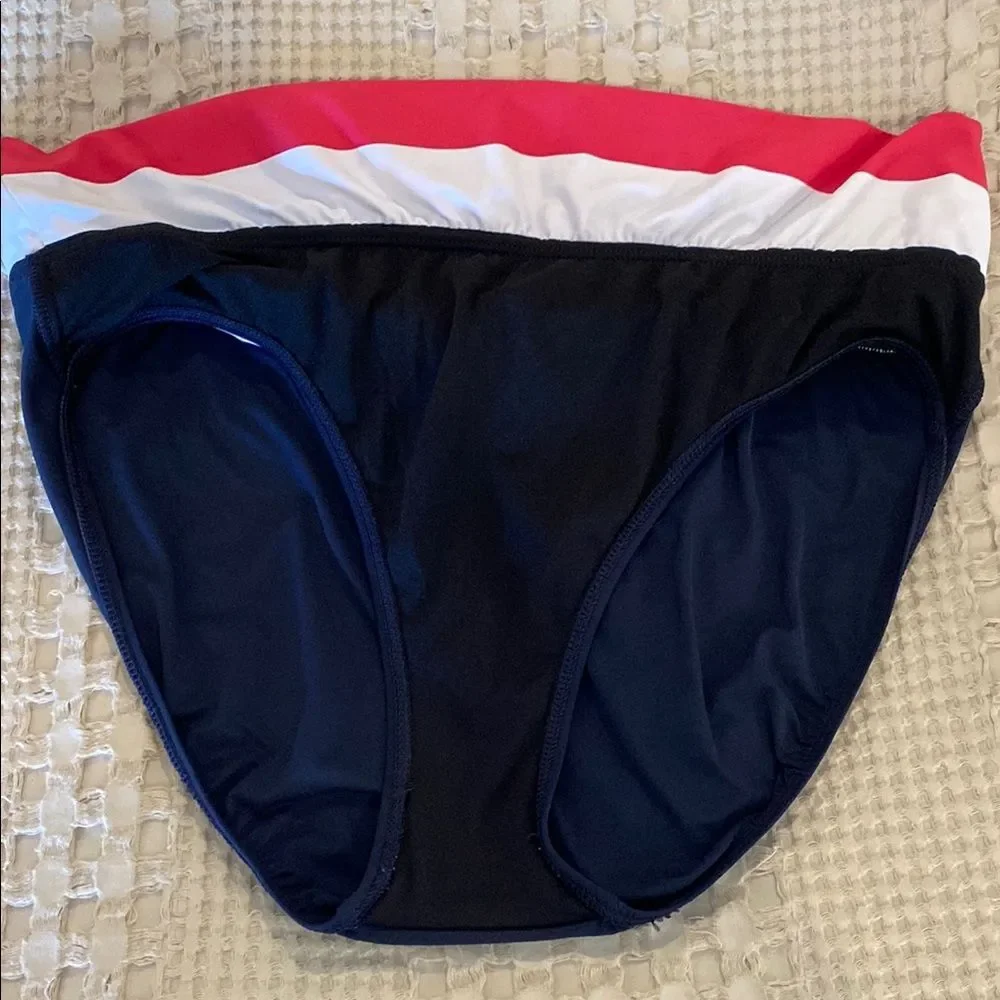 Ralph Lauren Bikini Swimsuit Womens 12 Halter Striped Pink Blue Beach Pool‎
